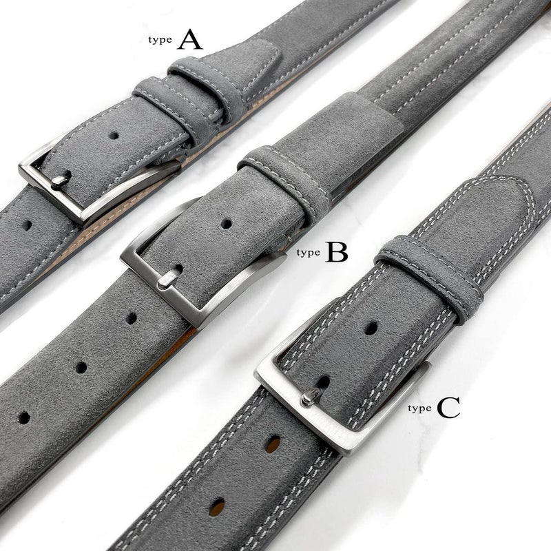 Belts.com 351000-AE354NB Men's Belt Suede Full Leather Belt Casual Dress Leather Belt 1-3/8"(35mm) Wide (Gray, 36) - Image 3